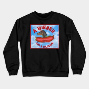 Fun Dachshund flying hot dog plane A wiener and a sausage Crewneck Sweatshirt